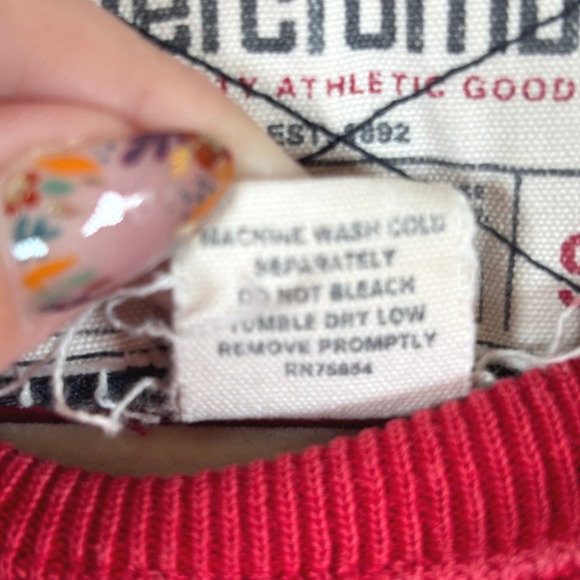 VTG Abercrombie & Fitch Crewneck Sweatshirt Women's XL Red USA Y2K Collegiate - Picture 9 of 10